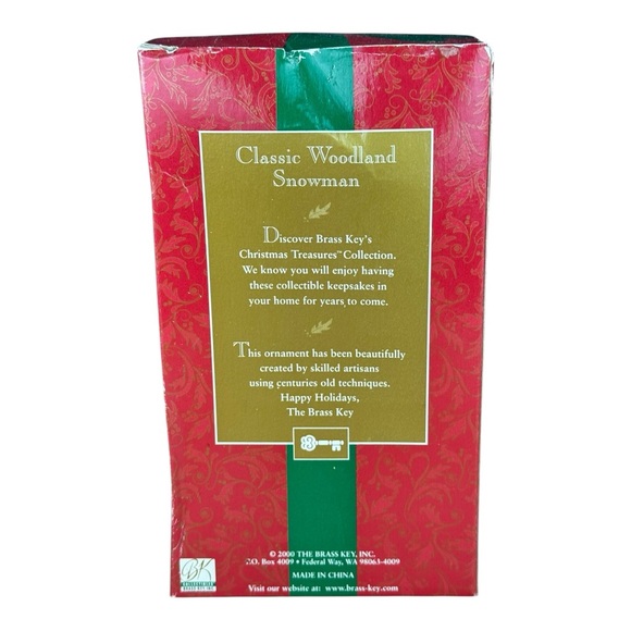 Brass Key Snowman Ornament Christmas Treasures Classic Woodland Snowman Ornament - Picture 5 of 14